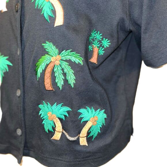 Bechamel Palm tree button up Blouse size Large - Picture 4 of 4